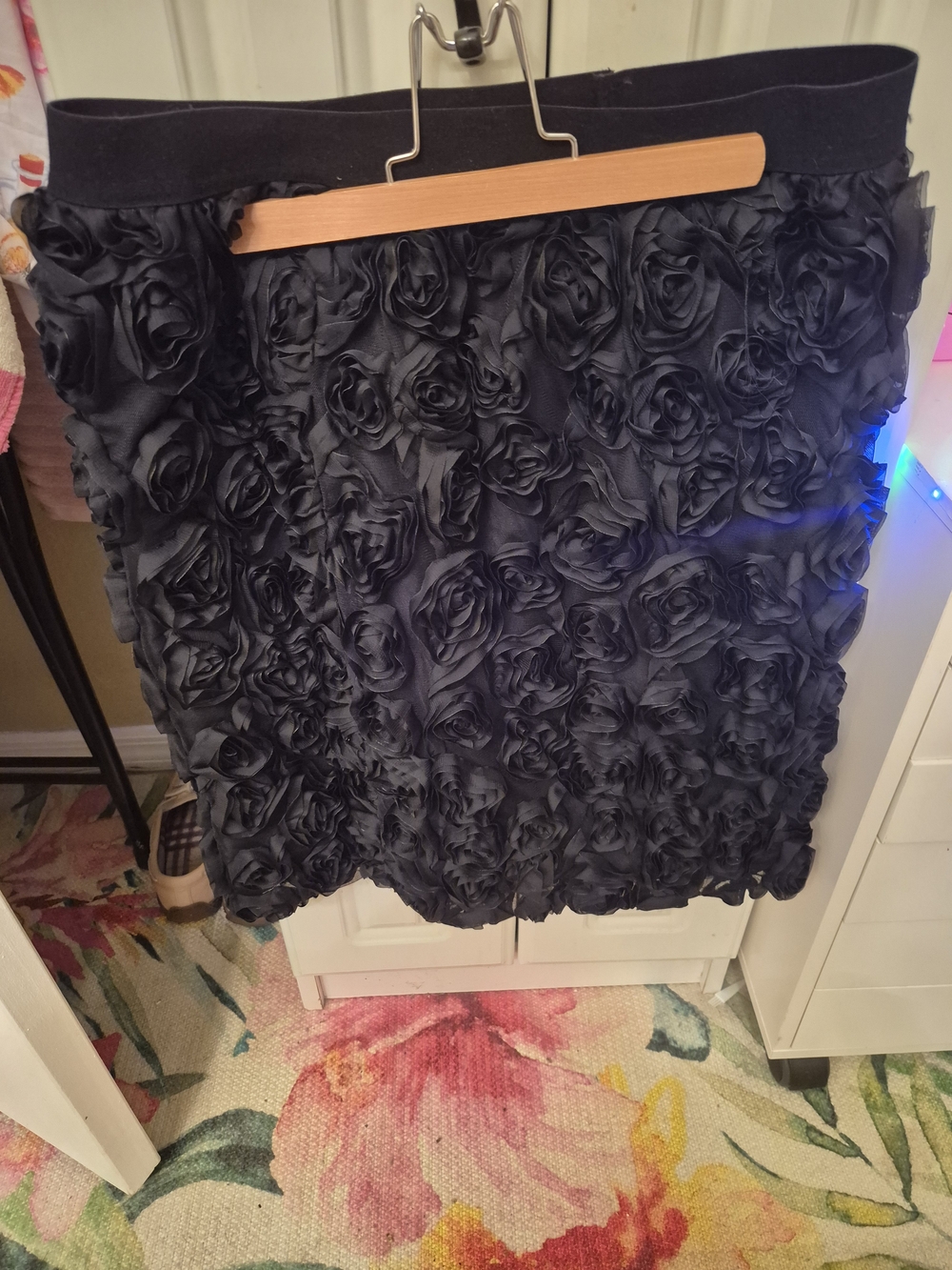 Isaac Mizrahi Black Rosette-Embellished Mini Skirt